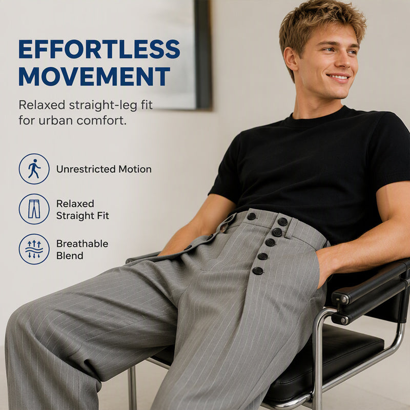 Men's Chic High-Waisted Double-Breasted Drape Pants