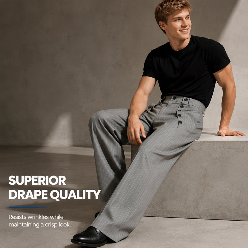 Men's Chic High-Waisted Double-Breasted Drape Pants