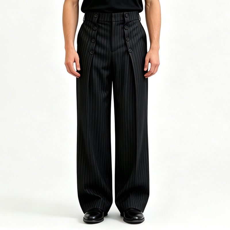 Men's Chic High-Waisted Double-Breasted Drape Pants