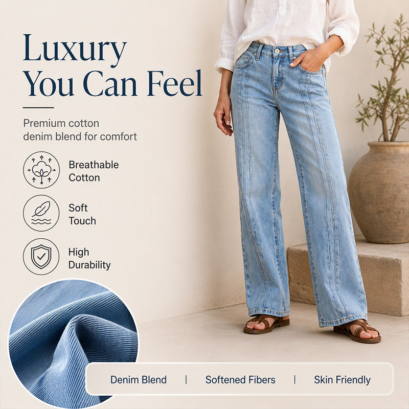 Women's Wide-Leg Jeans with Front Seams