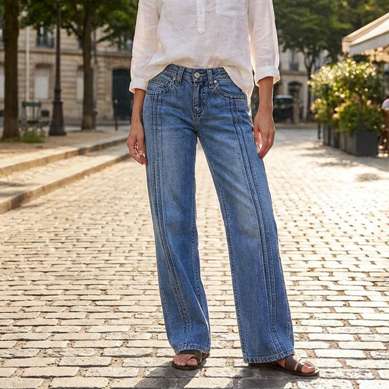 Women's Wide-Leg Jeans with Front Seams