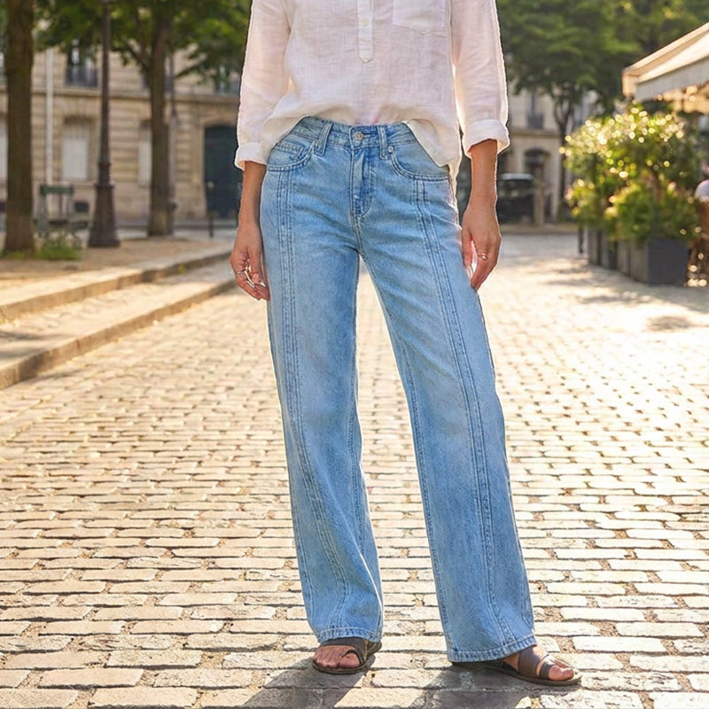 Women's Wide-Leg Jeans with Front Seams
