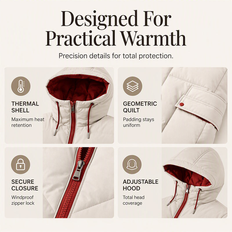 ✨ Cozy Coverage | Women’s Mid-Long Hooded Puffer Coat