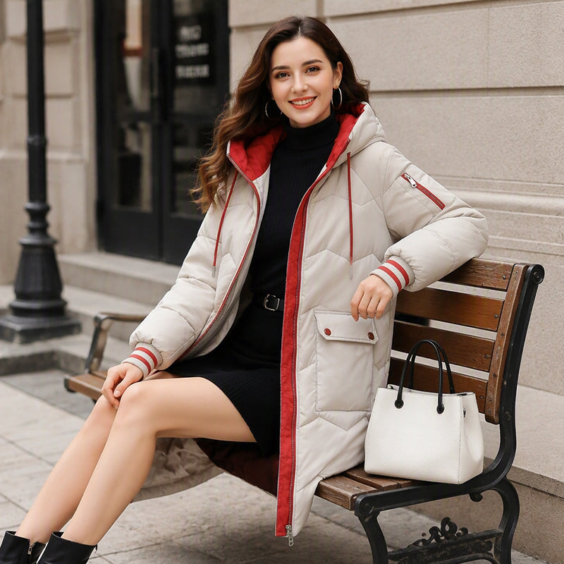 ✨ Cozy Coverage | Women’s Mid-Long Hooded Puffer Coat