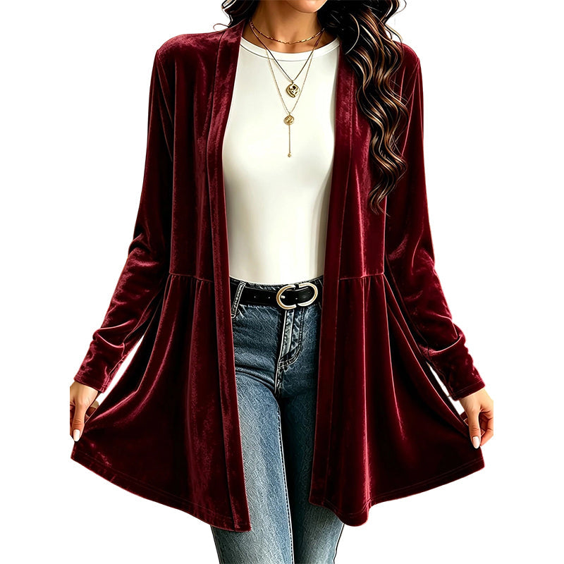 Women's Velvet Open Front Cardigan