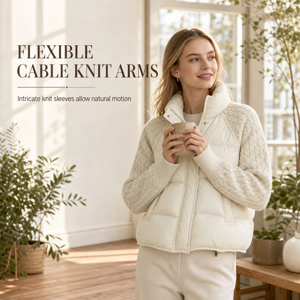 👚✨Women's Stand Collar Cable Knit Patchwork Long Sleeve Padded Short Thickened Warm Winter Cotton Coat✨𝘉𝘶𝘺 𝘢𝘯𝘺 2 𝘢𝘯𝘥 𝘨𝘦𝘵 𝘢𝘯 𝘦𝘹𝘵𝘳𝘢 8% 𝘥𝘪𝘴𝘤𝘰𝘶𝘯𝘵