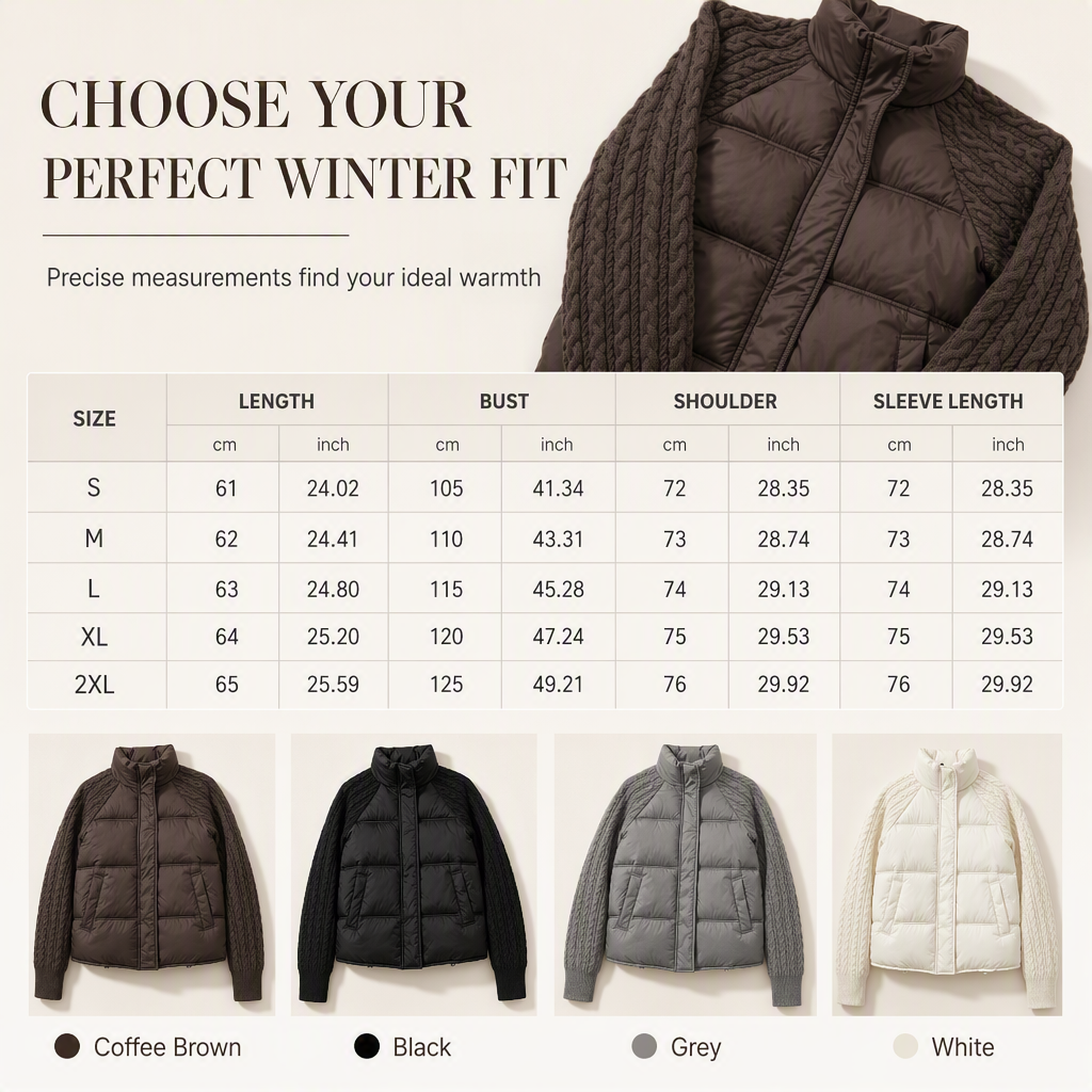 👚✨Women's Stand Collar Cable Knit Patchwork Long Sleeve Padded Short Thickened Warm Winter Cotton Coat✨𝘉𝘶𝘺 𝘢𝘯𝘺 2 𝘢𝘯𝘥 𝘨𝘦𝘵 𝘢𝘯 𝘦𝘹𝘵𝘳𝘢 8% 𝘥𝘪𝘴𝘤𝘰𝘶𝘯𝘵