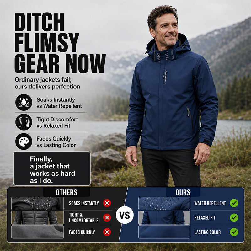 🌧️ Built for Changing Weather | Men’s Waterproof Outdoor Hooded Jacket