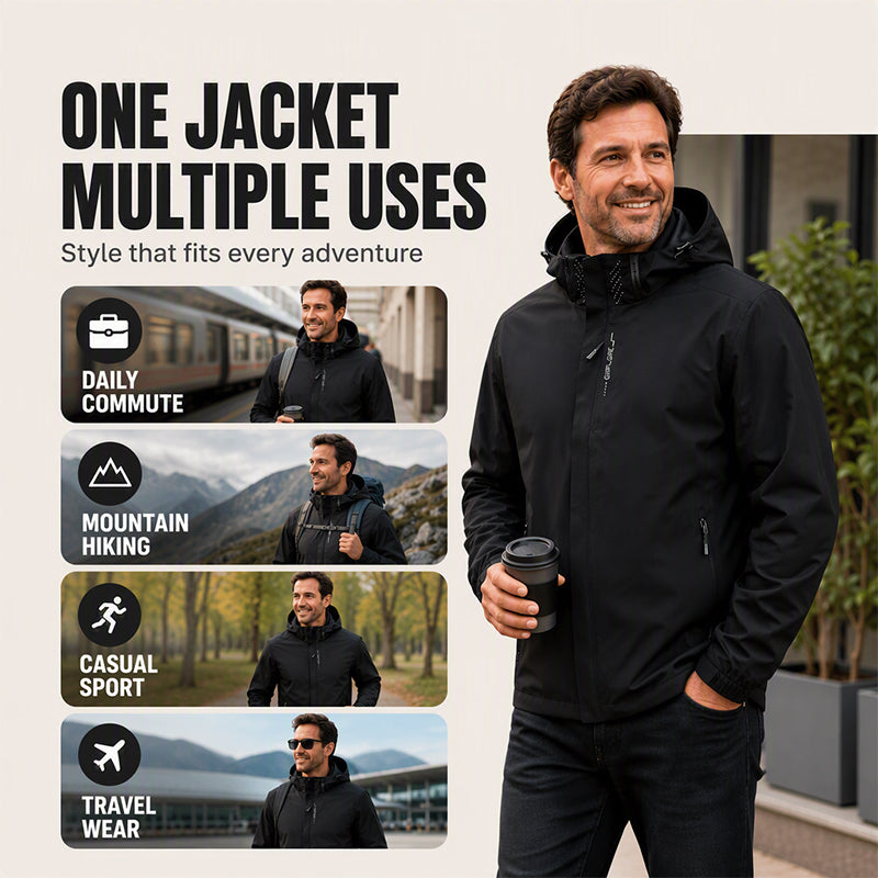 🌧️ Built for Changing Weather | Men’s Waterproof Outdoor Hooded Jacket