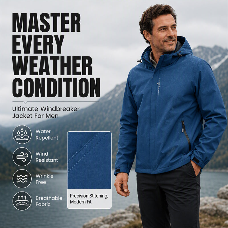 🌧️ Built for Changing Weather | Men’s Waterproof Outdoor Hooded Jacket