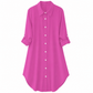 Women's Solid Color Satin Button Up Formal Shirt with Fashion Sleeves