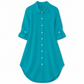 Women's Solid Color Satin Button Up Formal Shirt with Fashion Sleeves