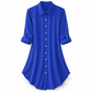 Women's Solid Color Satin Button Up Formal Shirt with Fashion Sleeves