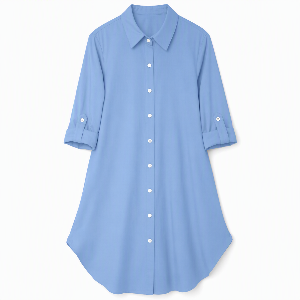 Women's Solid Color Satin Button Up Formal Shirt with Fashion Sleeves