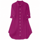 Women's Solid Color Satin Button Up Formal Shirt with Fashion Sleeves