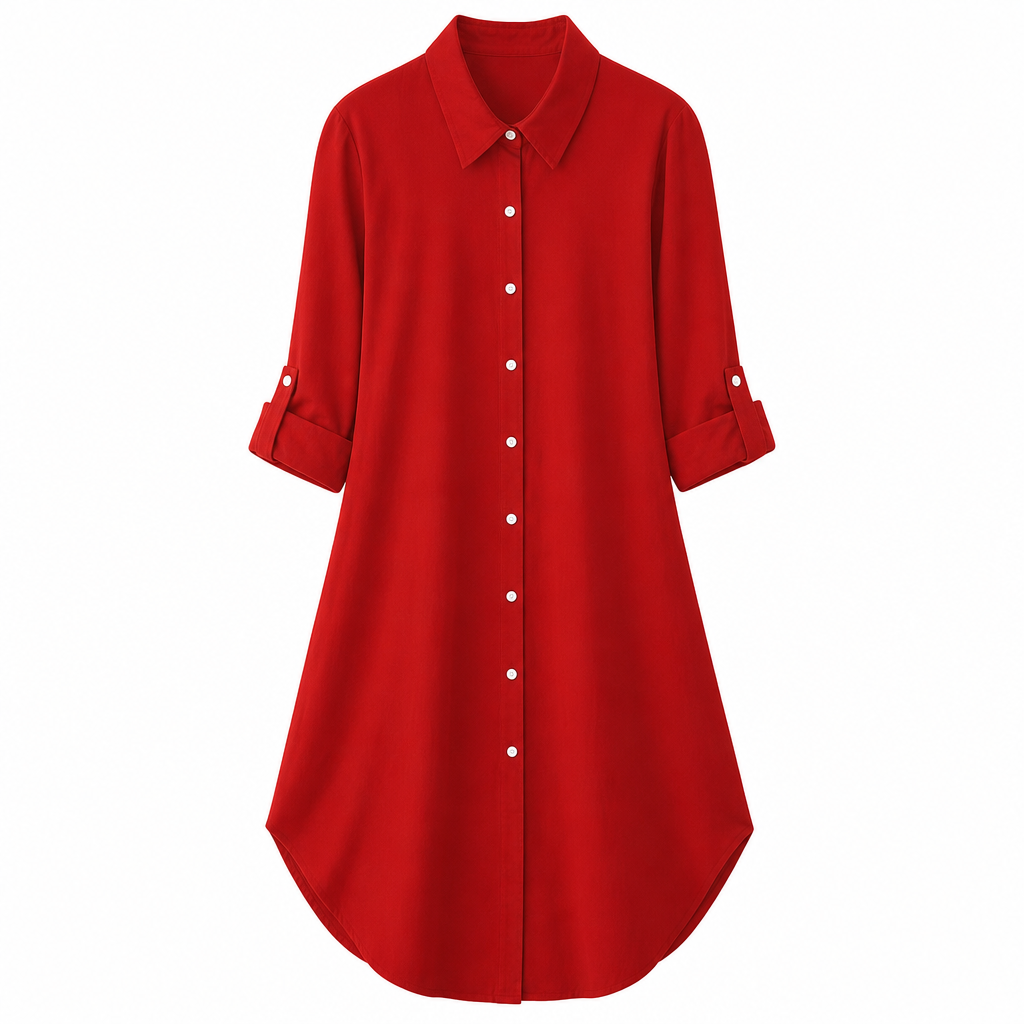 Women's Solid Color Satin Button Up Formal Shirt with Fashion Sleeves