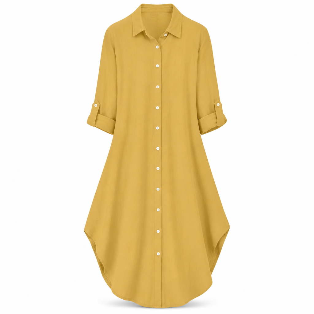 Women's Solid Color Satin Button Up Formal Shirt with Fashion Sleeves