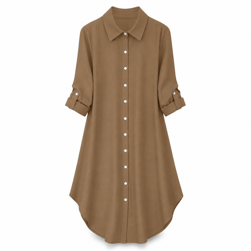 Women's Solid Color Satin Button Up Formal Shirt with Fashion Sleeves