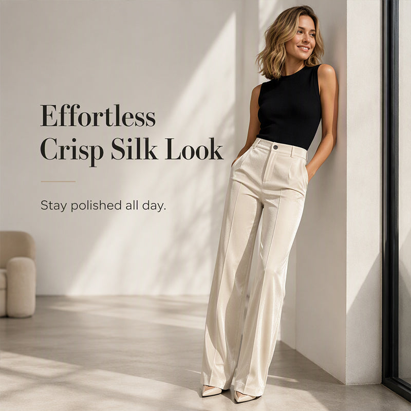 Women's High Waist Casual Drapey Wide Leg Pants
