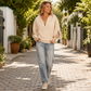 Women's V-Neck Top with Lace Insert