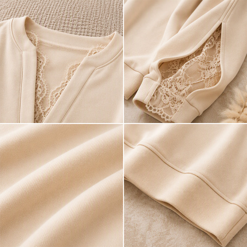 Women's V-Neck Top with Lace Insert