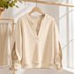 Women's V-Neck Top with Lace Insert