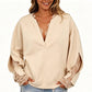 Women's V-Neck Top with Lace Insert