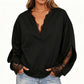 Women's V-Neck Top with Lace Insert