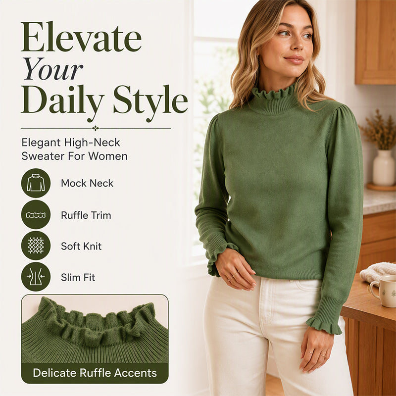 ✨ Feminine Knit Detail | Women’s Ruffle-Trim Knitted Top