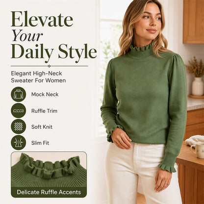 ✨ Feminine Knit Detail | Women’s Ruffle-Trim Knitted Top