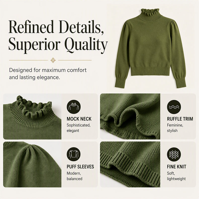 ✨ Feminine Knit Detail | Women’s Ruffle-Trim Knitted Top