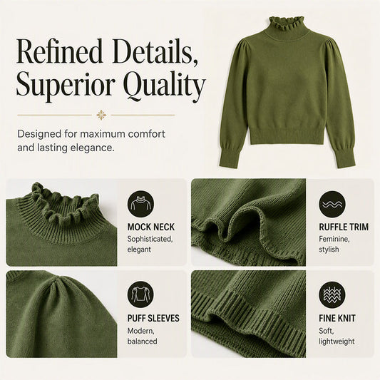 ✨ Feminine Knit Detail | Women’s Ruffle-Trim Knitted Top