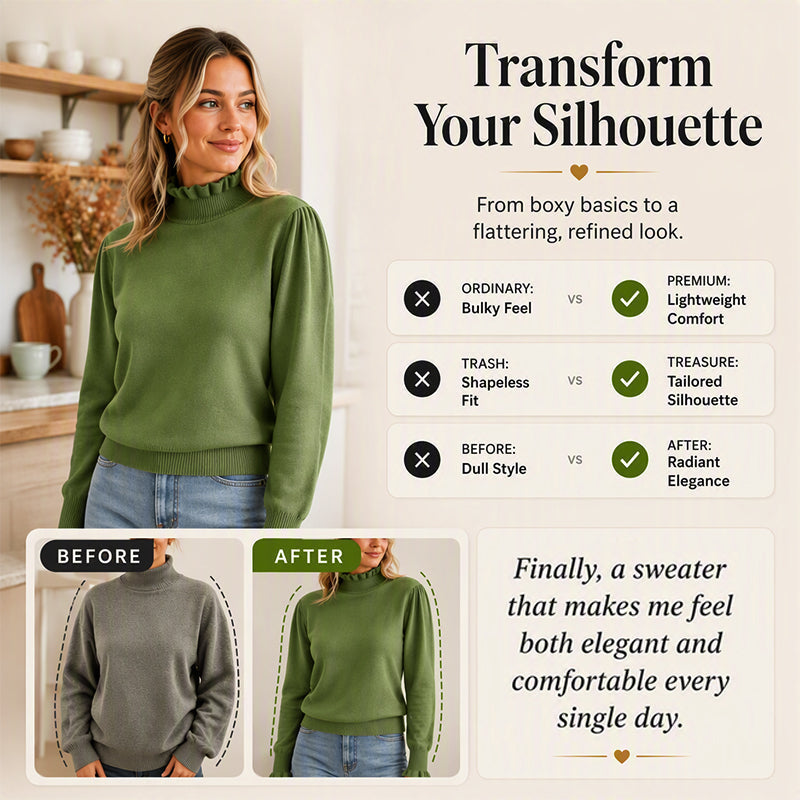 ✨ Feminine Knit Detail | Women’s Ruffle-Trim Knitted Top
