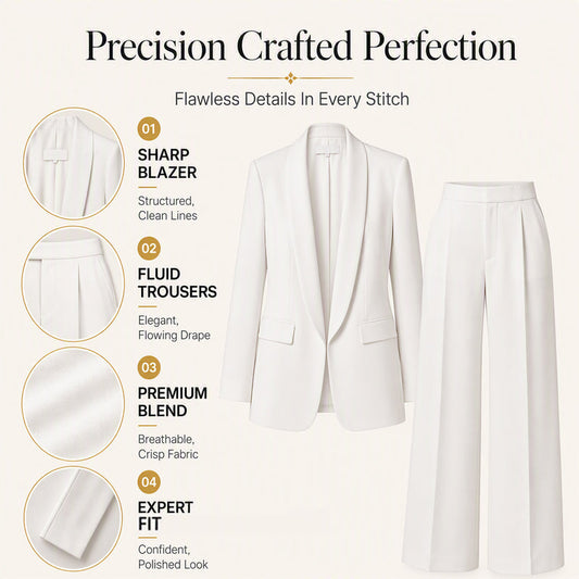 Women's Shawl Collar Blazer & Wide-Leg Pants Set
