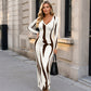 Women's Printed Long Sleeve Bodycon Maxi Dress