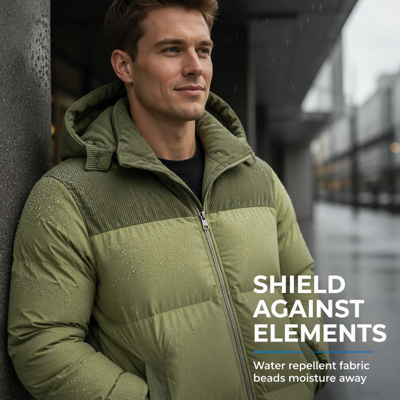 Men's Winter Color-Block Puffer Hooded Jacket