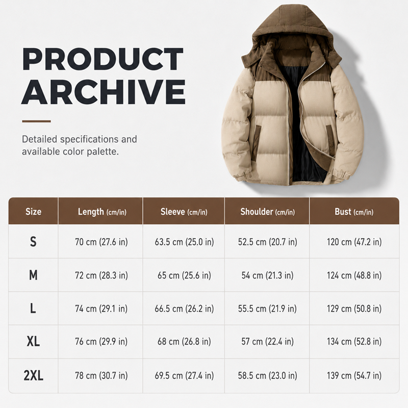 Men's Winter Color-Block Puffer Hooded Jacket