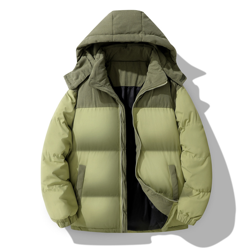 Men's Winter Color-Block Puffer Hooded Jacket