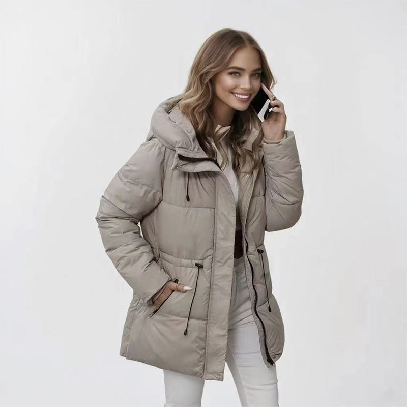 Women's Hooded Mid-Length Puffer Coat