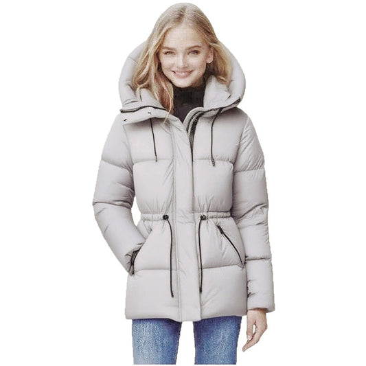 🧥 Cozy Coverage | Women’s Hooded Mid-Length Puffer Coat with Drawstring Waist