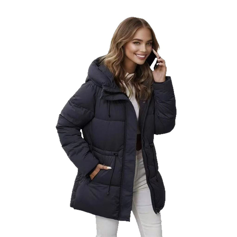 Women's Hooded Mid-Length Puffer Coat