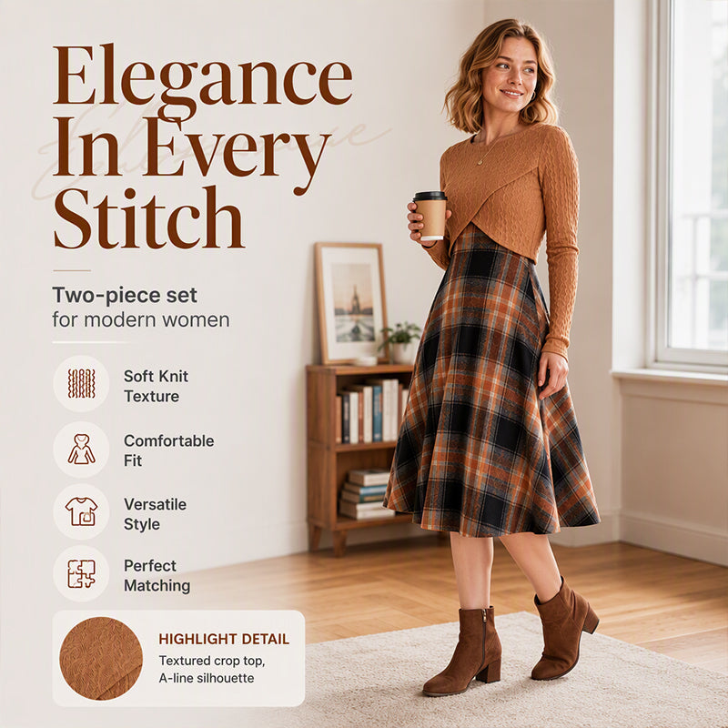 🍂 New Arrival Hot Pick ✨ Women's Plaid Two-Piece Set – Chic Style & Effortless Elegance 🤎