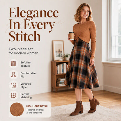 🍂 New Arrival Hot Pick ✨ Women's Plaid Two-Piece Set – Chic Style & Effortless Elegance 🤎