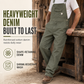 Men's Heavyweight Cotton Denim Overalls Relaxed Fit Straight Leg Dungarees with Multi Pocket Utility