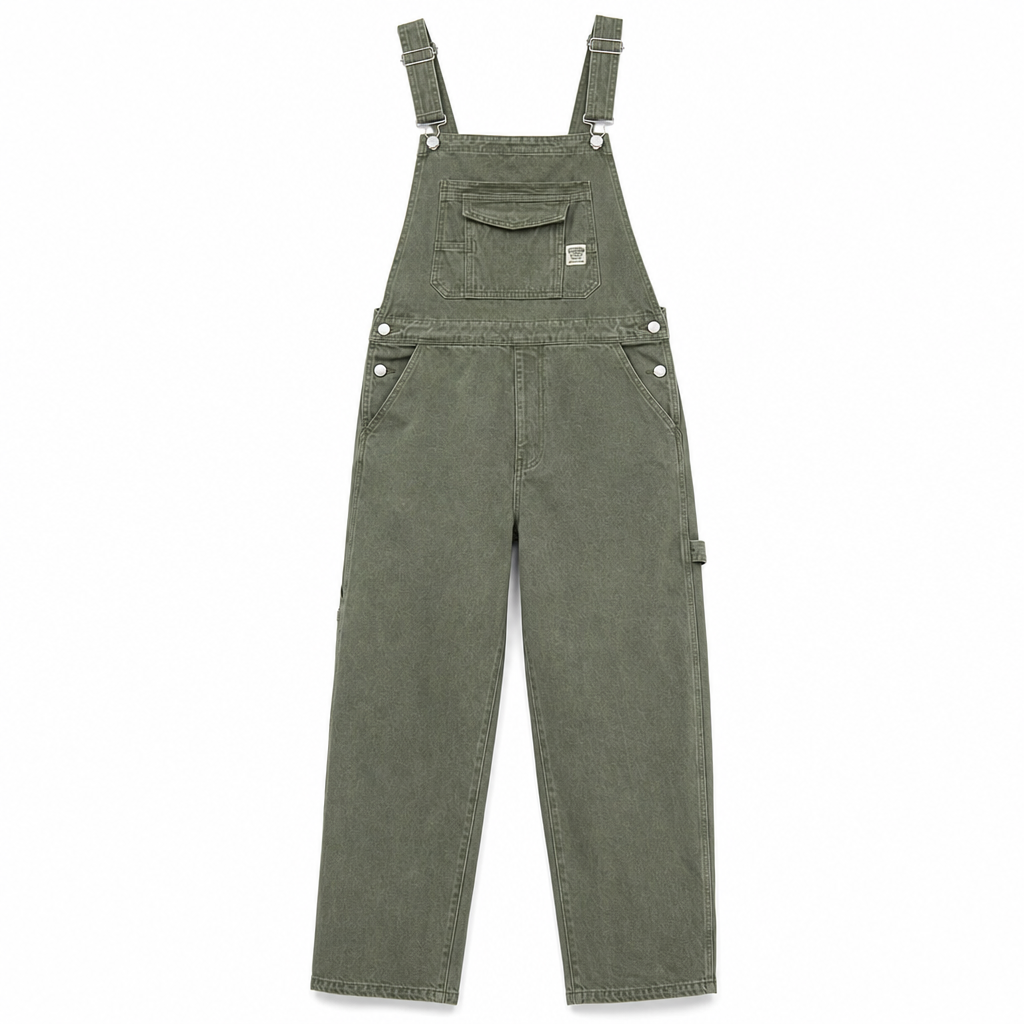 Men's Heavyweight Cotton Denim Overalls Relaxed Fit Straight Leg Dungarees with Multi Pocket Utility