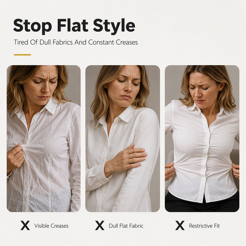 ✨ Effortless Polish | Women’s Crinkle-Texture Button-Down Shirt