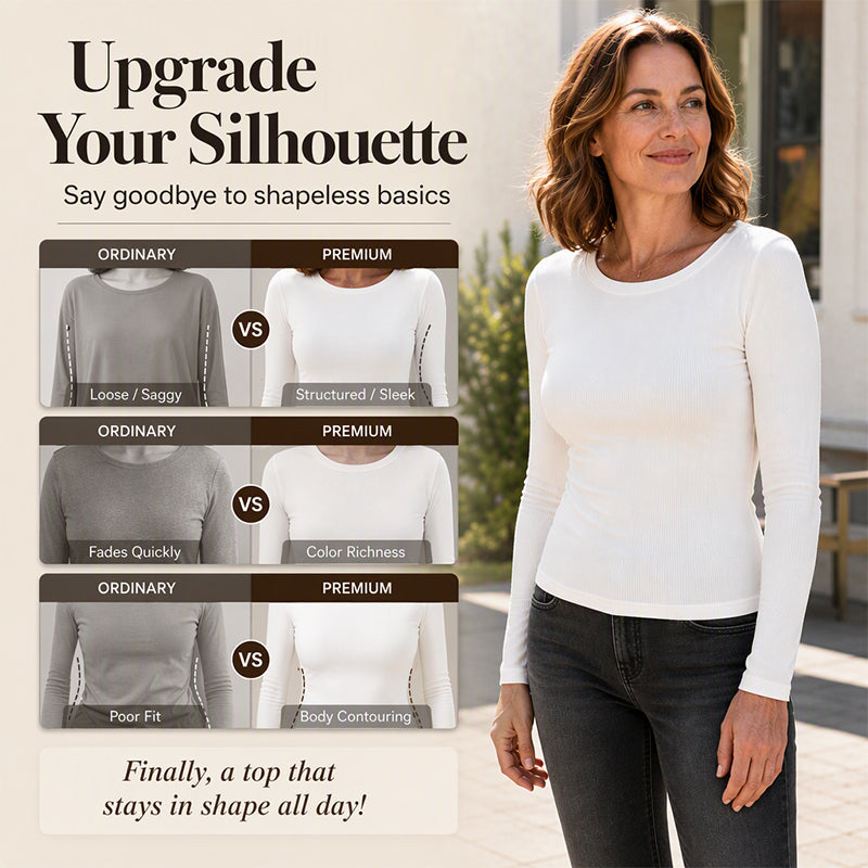 Women's Classic Crew Neck Ribbed Knit Top