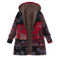 Women's Vintage Leaf Print Hooded Coat