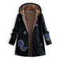 Women's Vintage Leaf Print Hooded Coat