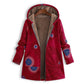Women's Vintage Leaf Print Hooded Coat